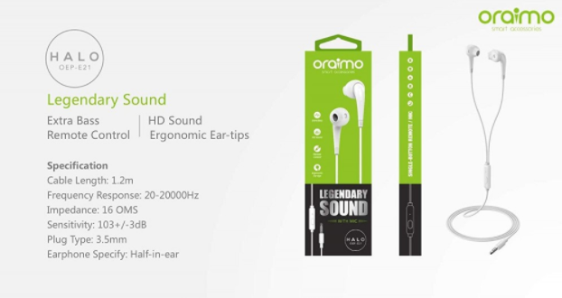 oraimo e21 wired earphone